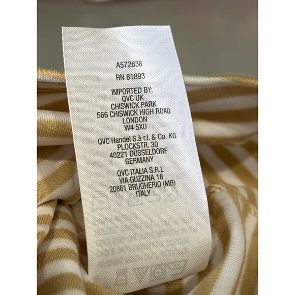 Isaac Mizrahi Live Essentials Pima Cotton Yarn Dye Top Womens XXS Tan White NEW - Picture 6 of 7